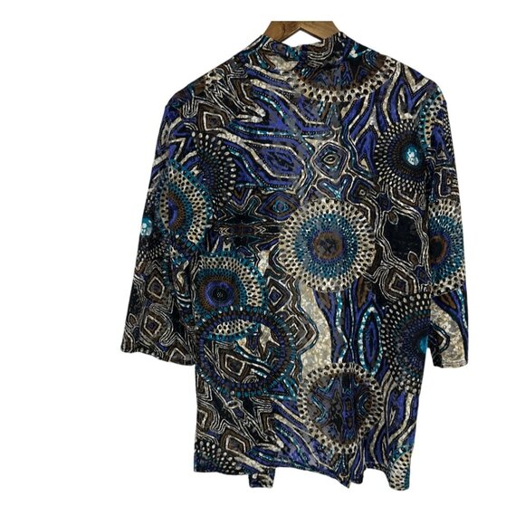 Chicos Open Front Sheer Lightweight 3/4 Sleeve Cardigan Size 1 US M - Picture 7 of 8